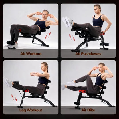 Space-Saving Folding Ab Machine, Adjustable Sit-Up Bench for Home