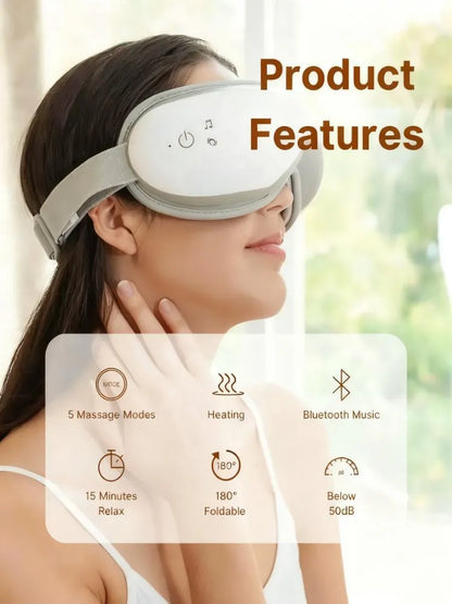 3D Smart Eye Massager with Heat & Compression for Eye Strain Relief