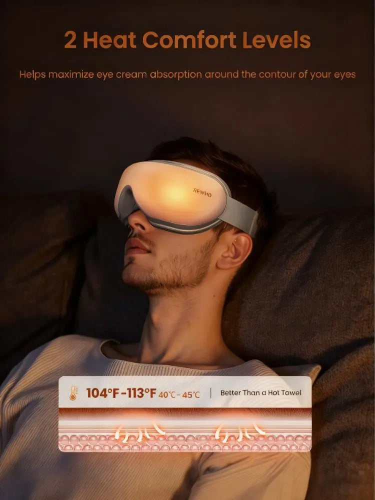 3D Smart Eye Massager with Heat & Compression for Eye Strain Relief